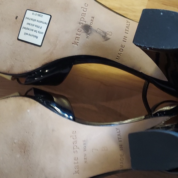 Kate Spade patent leather ankle wrap open toe pumps 7B - Picture 5 of 6